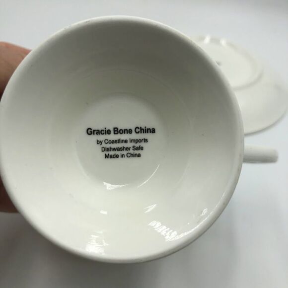 Vintage Gracie Bone China by Coastline Imports Hummingbird Teacup Saucer Set - Picture 9 of 14